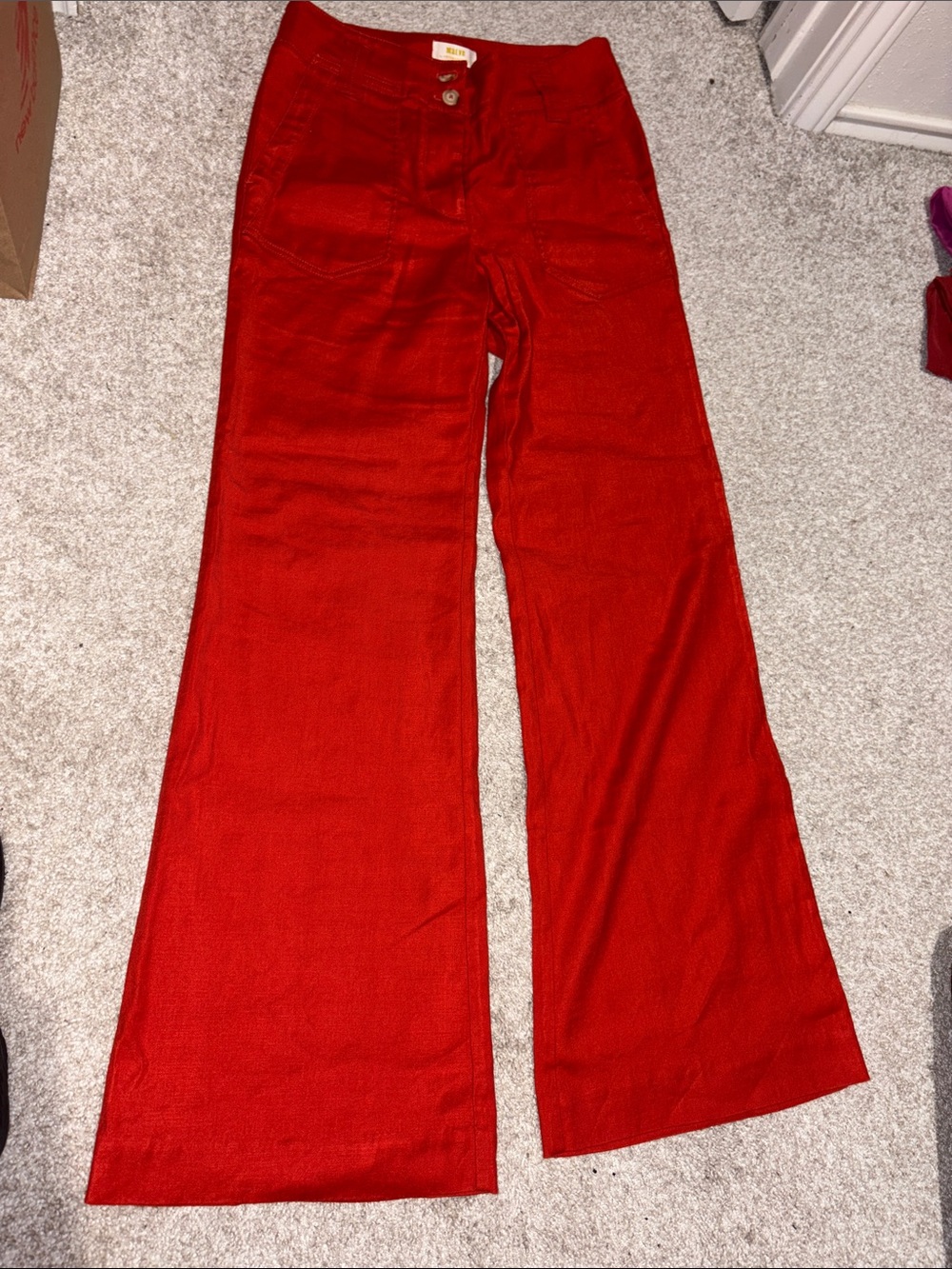 Maeve Red Wide-Leg Pants